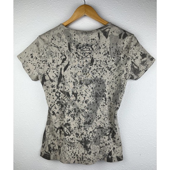 Harley Davidson Women’s Med Beaded Brown w/Black Speckles Short Sleeve T Shirt - Picture 5 of 6